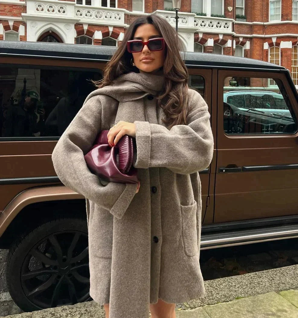 Variant image for Kvinnors Kappa med Lång Halsduk i Polyester Elegant Avslappnad Stil-1