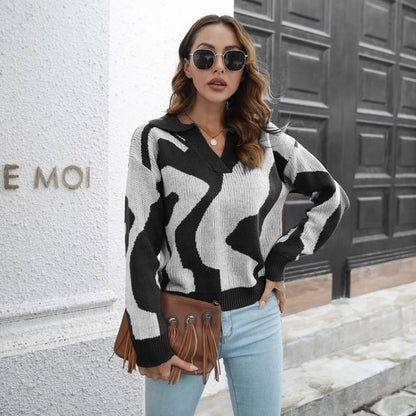 Dam V-ringad Stickad Tröja i Mjuk Kvalitet för Elegant Stil 6