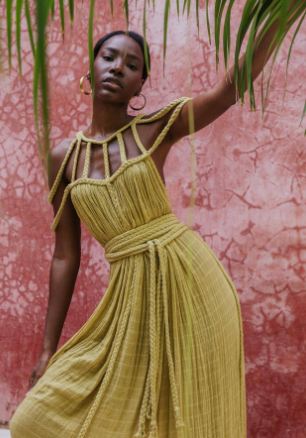 Dam Maxiklänning Draperad Linne för Sommarens Evenemang-1