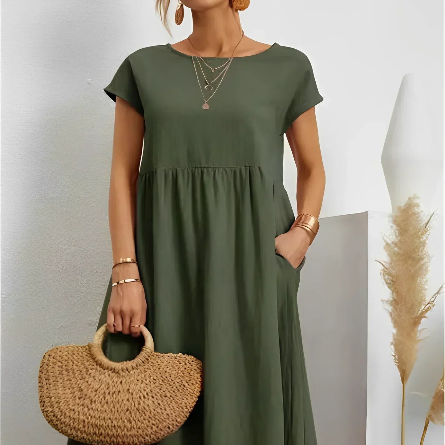 Fina Dam Klänningar Vintage Elegant Lätt Material-3