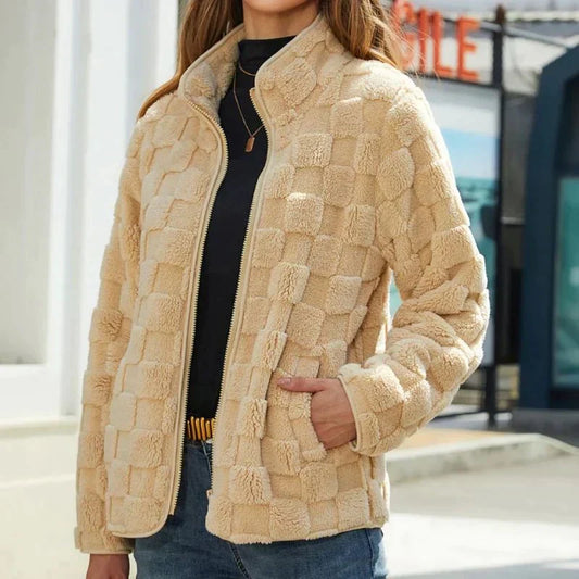 Fleecejacka Dam Kort Modern Design Mjuk Fleece-1