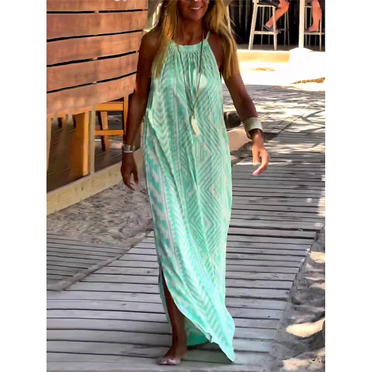 Dam Sommarklänning Lätt och Luftig 100% Polyester Elegant Silhuett-1
