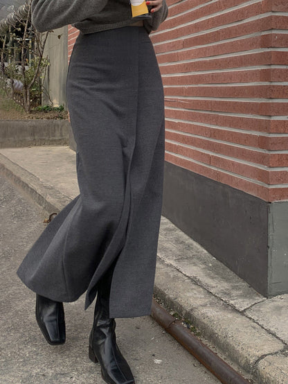 Kvinnors Maxikjol Elegant Design med Slits i Bekväm Tygblandning-1