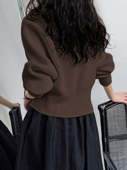 Dam Tröja V-hals Patchwork Design Mjuk Blandningstyg-2