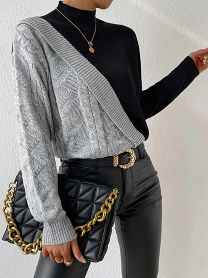 Dam Tröja Asymmetrisk Mjuk Akryl Casual-1