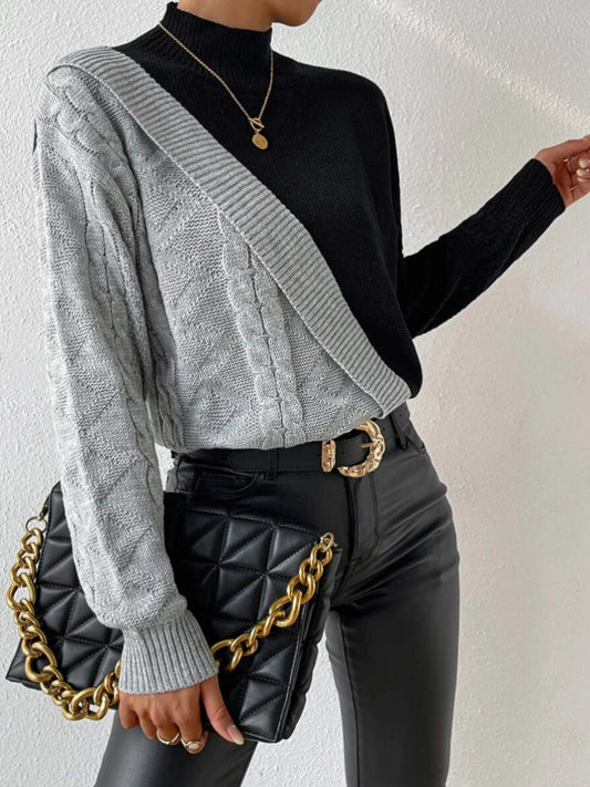 Dam Tröja Asymmetrisk Mjuk Akryl Casual-1