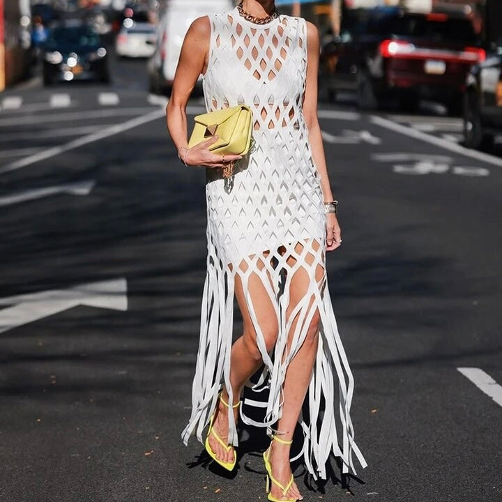 Variant image for Dam Midiklänning Utdraget Design i Högkvalitativt Tyg-1