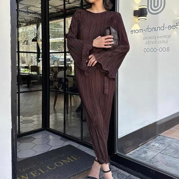 Variant image for Kvinna Lång Klänning Veckad Polyester-11