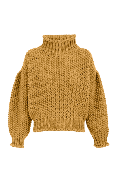 Dam Tröja med Bred Ränder och Ballongärmar i Polyester och Ull-3