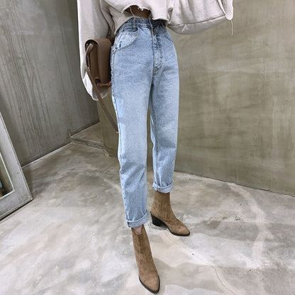 Damjeans Hög Midja Stretch Fotledsjeans i Bomull och Polyester-2