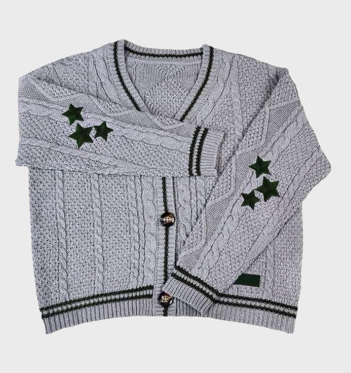 Damstickad Tröja Stjärnmönster Mjukt Material-4