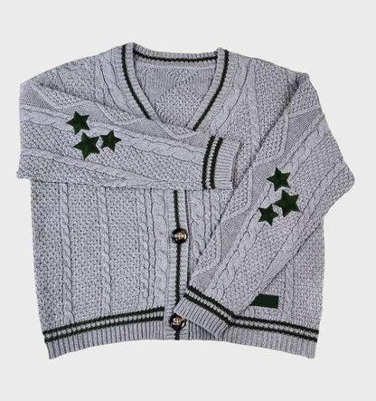 Damstickad Tröja Stjärnmönster Mjukt Material-4