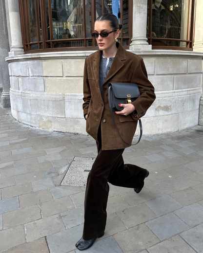 Dam Blazer Modern Vild Läderutseende Chic Tidlös Design-2
