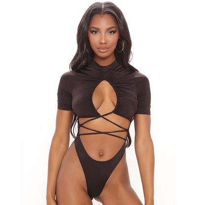 Dam Body Kortärmad V-ringning Polyester Spandex-5