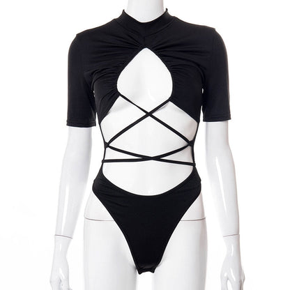 Dam Body Kortärmad V-ringning Polyester Spandex-6
