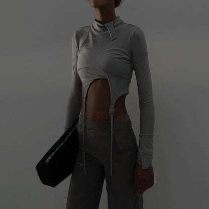 Dam Turtleneck T-shirt Långärmad Polyester Spandex-2