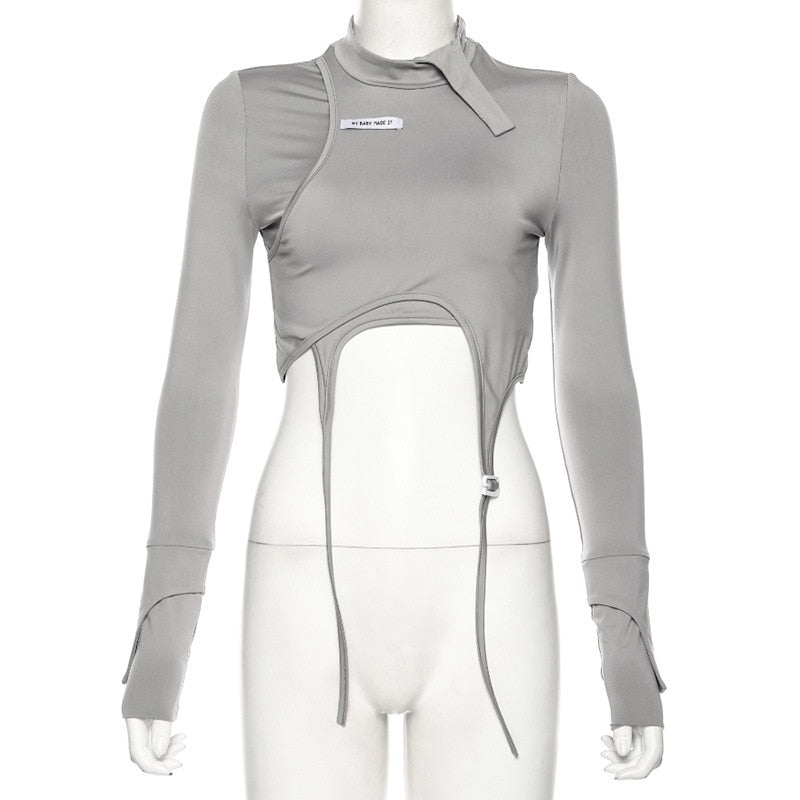 Dam Turtleneck T-shirt Långärmad Polyester Spandex-5