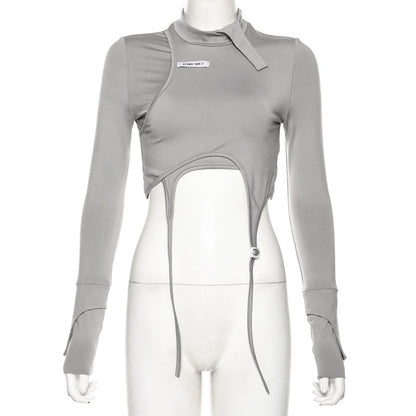 Dam Turtleneck T-shirt Långärmad Polyester Spandex-5