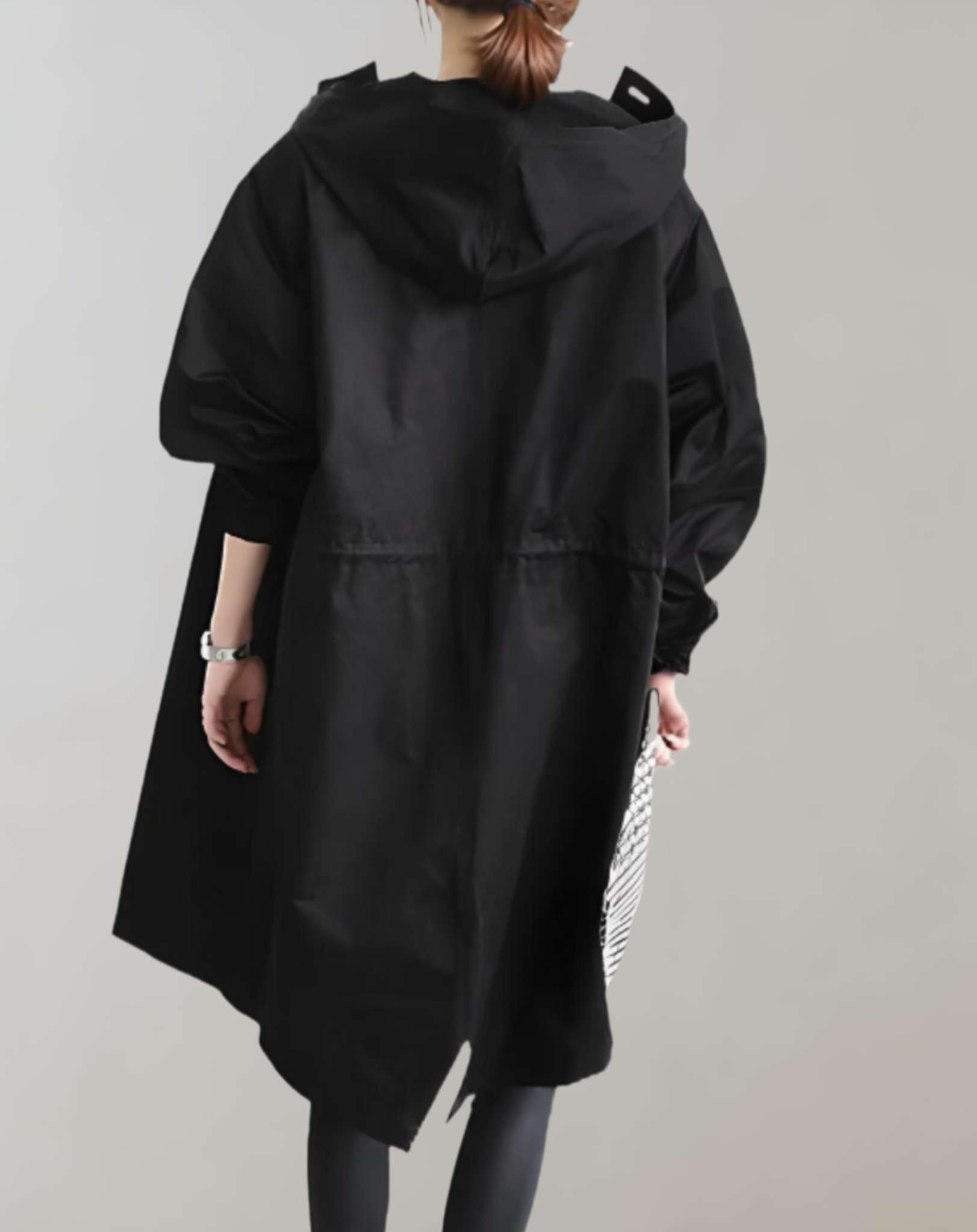 Dam Trenchcoat Vattentät Huva Syntetisk Material-3