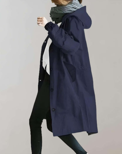 Dam Trenchcoat Vattentät Huva Syntetisk Material-4