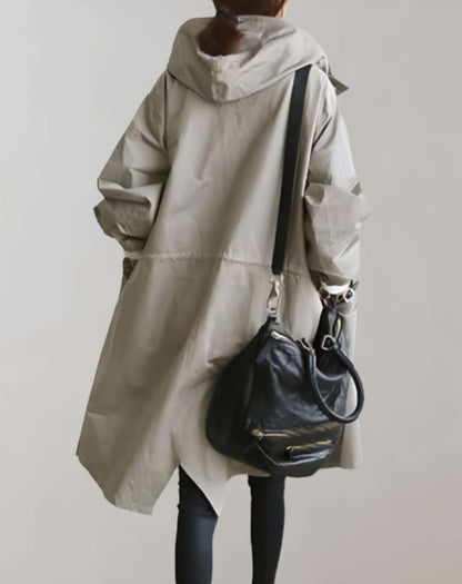 Dam Trenchcoat Vattentät Huva Syntetisk Material-2