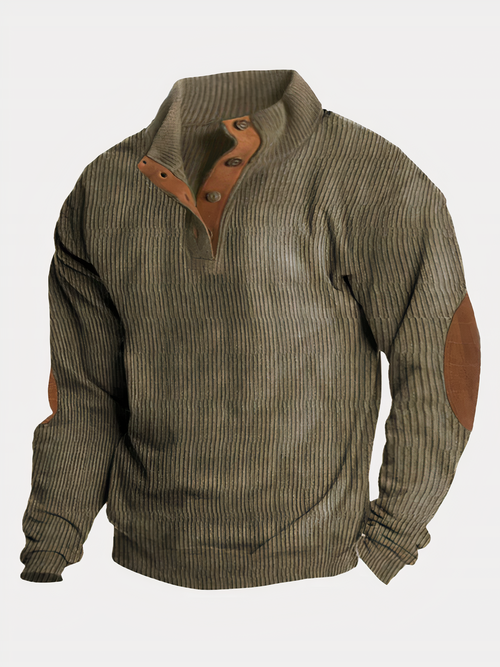 Herrpullover Färgblock Stativkrage Mjuk Fiber-1