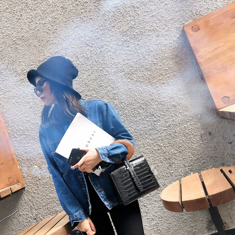 Dam Handväska Hasp Stängning PU Enfärgad Modern-4