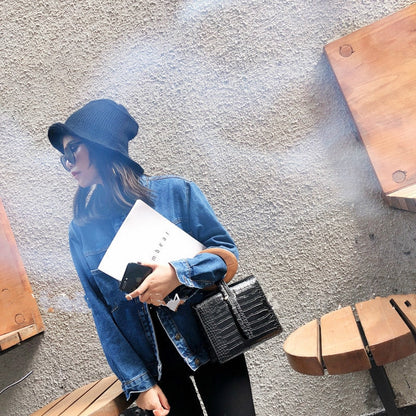 Dam Handväska Hasp Stängning PU Enfärgad Modern-4