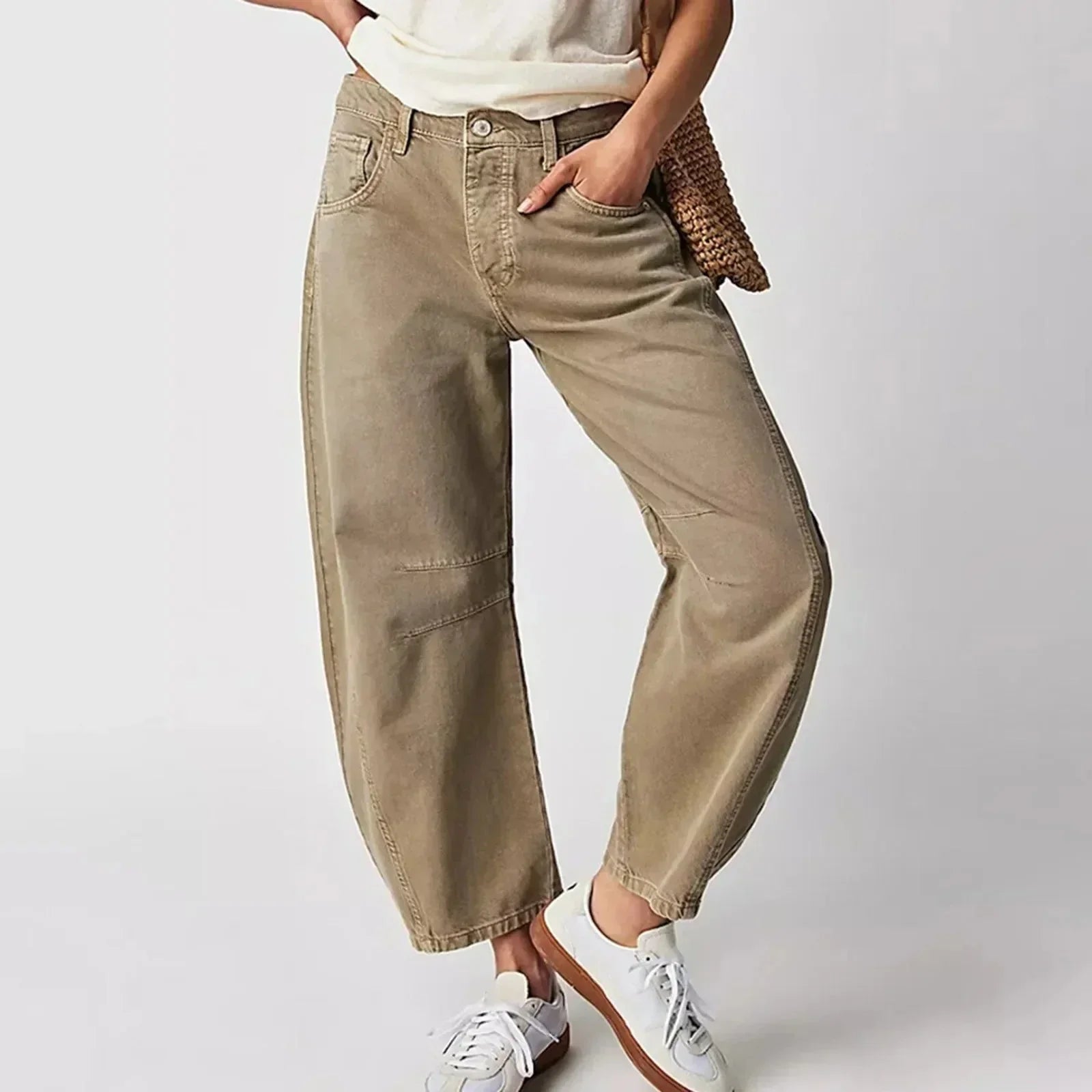 Dam Jeans Stretch Låg Midja Breda Ben Poly-Denim 6