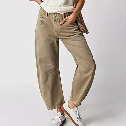 Dam Jeans Stretch Låg Midja Breda Ben Poly-Denim 6