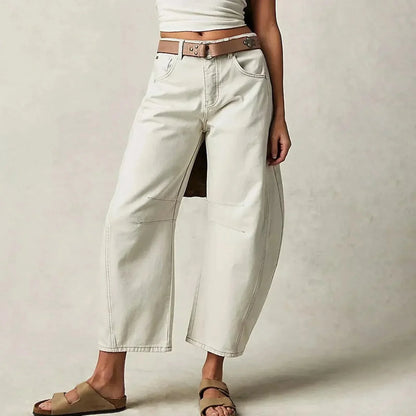 Dam Jeans Stretch Låg Midja Breda Ben Poly-Denim 8