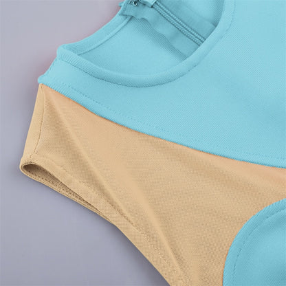 Tjejers Miniklänning Ärmlös Rund Halsringning Polyester-5