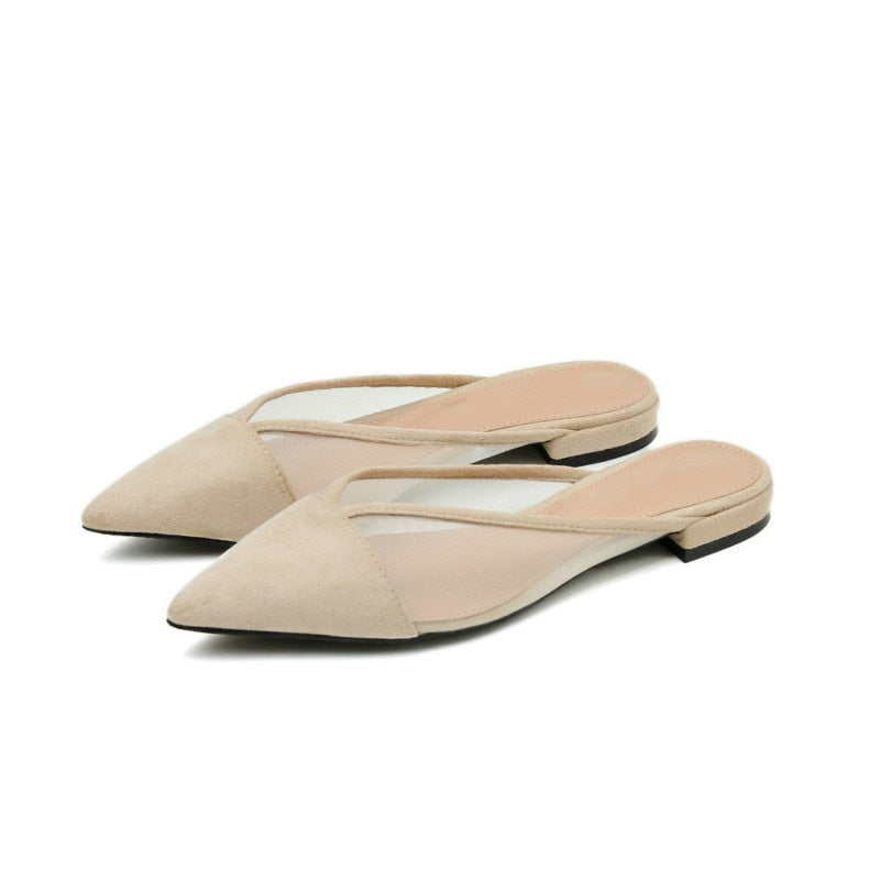 Dam Mules Transparent Mesh Låg Klack-6