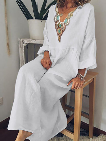 Variant image for Kvinnors Lätt Klänning Luftig Bomull-29