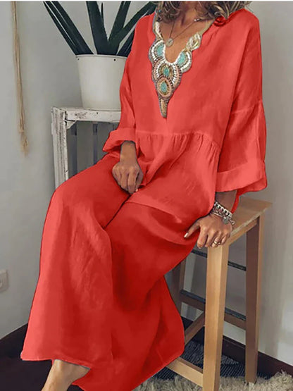 Kvinnors Lätt Klänning Luftig Bomull-4