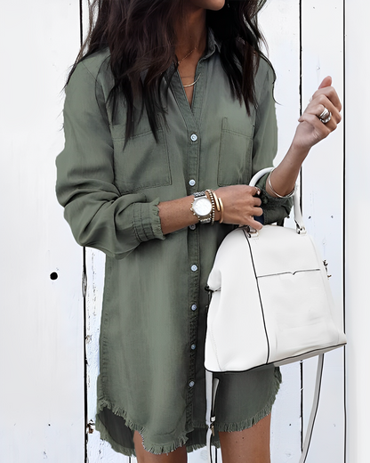 Dam Jeansblus i Denim med Knappdetaljer Mjuk och Hållbar-2