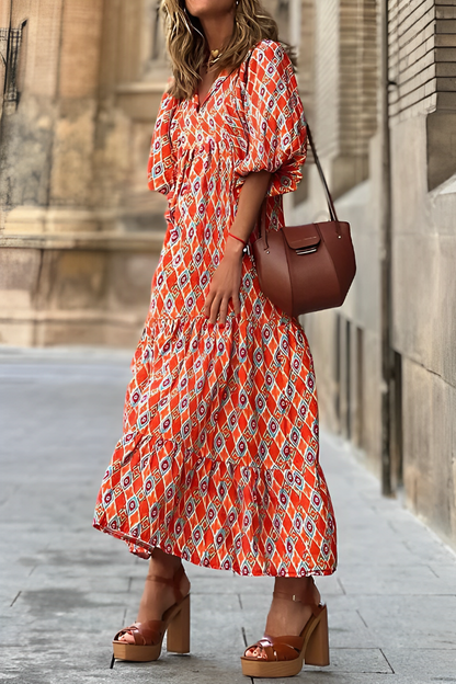 Variant image for Dam Maxiklänning Skiktad Design Lätt Tyg för Sommar-16