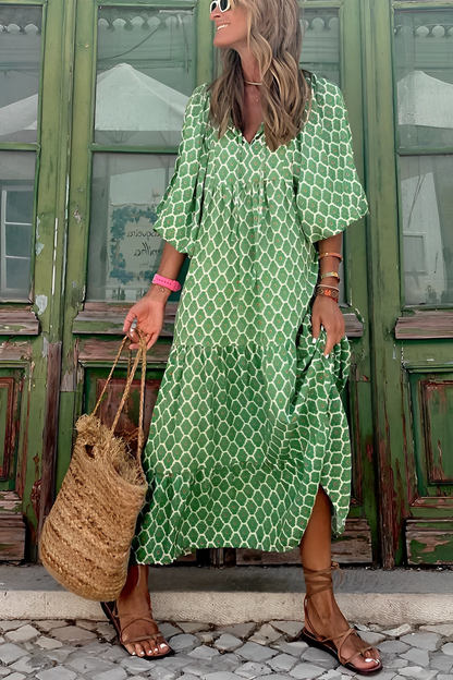 Dam Maxiklänning Skiktad Design Lätt Tyg för Sommar-2