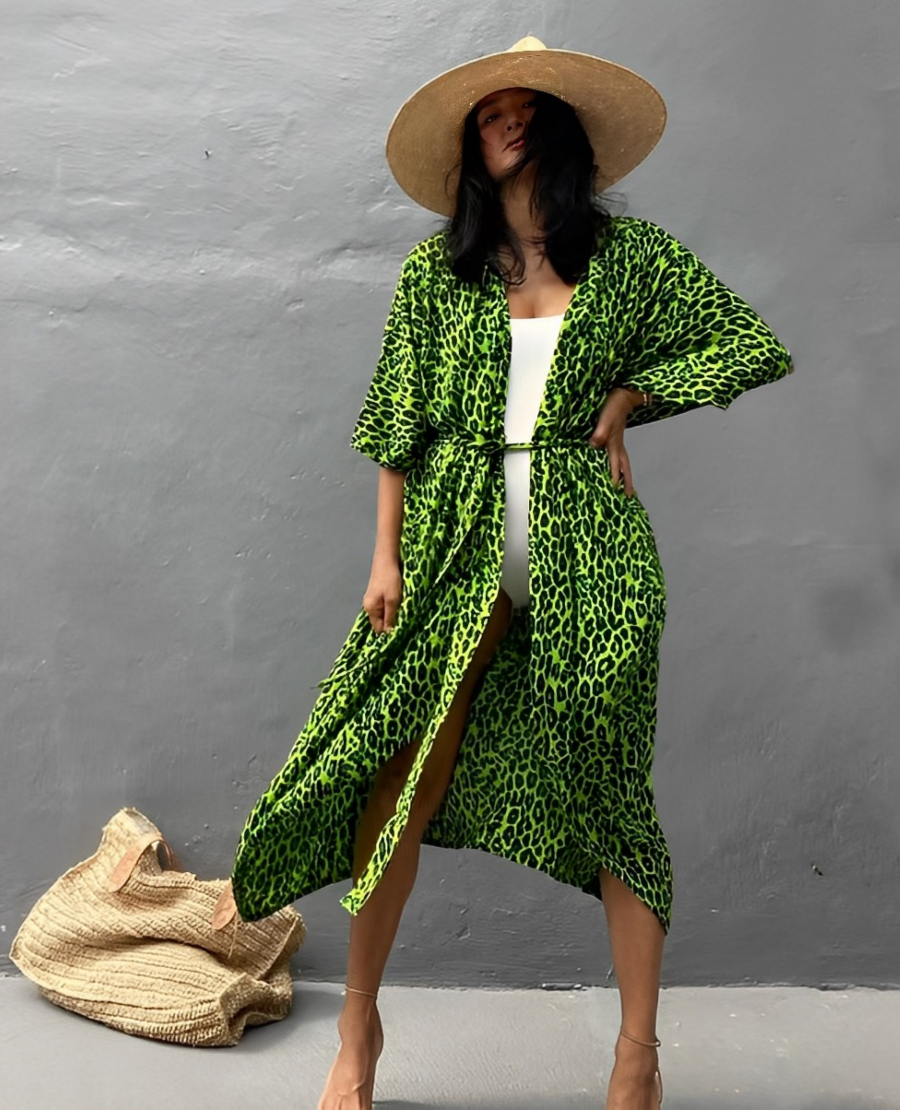 Variant image for Kvinna Lång Kimono Mönstrad Polyester Bohemisk Stil-8
