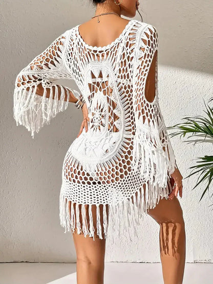 Långärmad Boho-Stil Täckning för Dam i Polyester – Lätt och Andningsbar, Enhetsstorlek, Finns i Flera Färger 2
