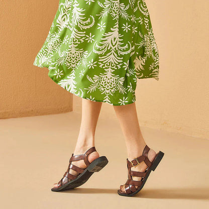 Herr Sandaler Läder med Spännen Elegant Stil Komfortabel Sula-3