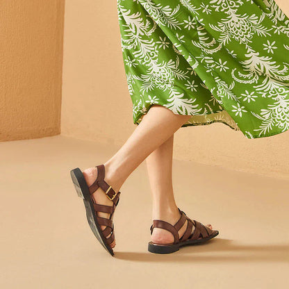 Herr Sandaler Läder med Spännen Elegant Stil Komfortabel Sula-2