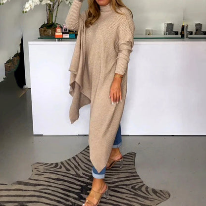 Lång Tröja Dam Avslappnad Stickad Design Mjuk Fiber-2