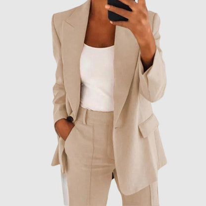 Dam Blazer Set Elegant Högkvalitativ Tyg-2