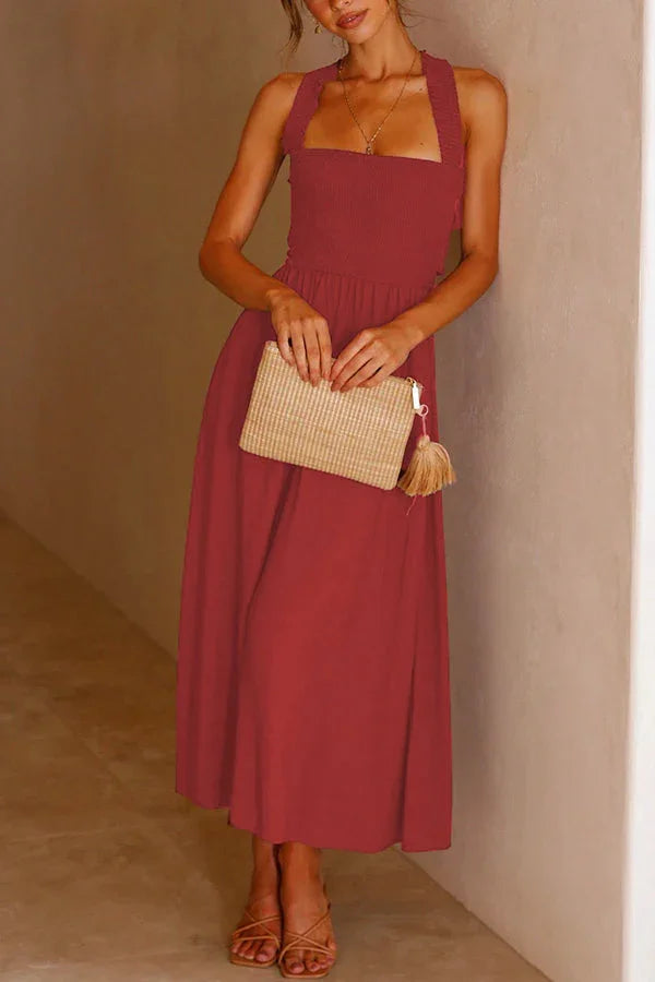 Fina Dam Klänningar Midi med Ruffles och Väskor i Andningsbart Tyg-3