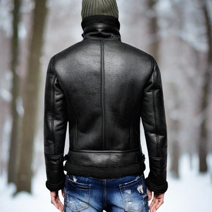Dam Skinnjacka Fodrad Asymmetrisk Design i Skinn 3