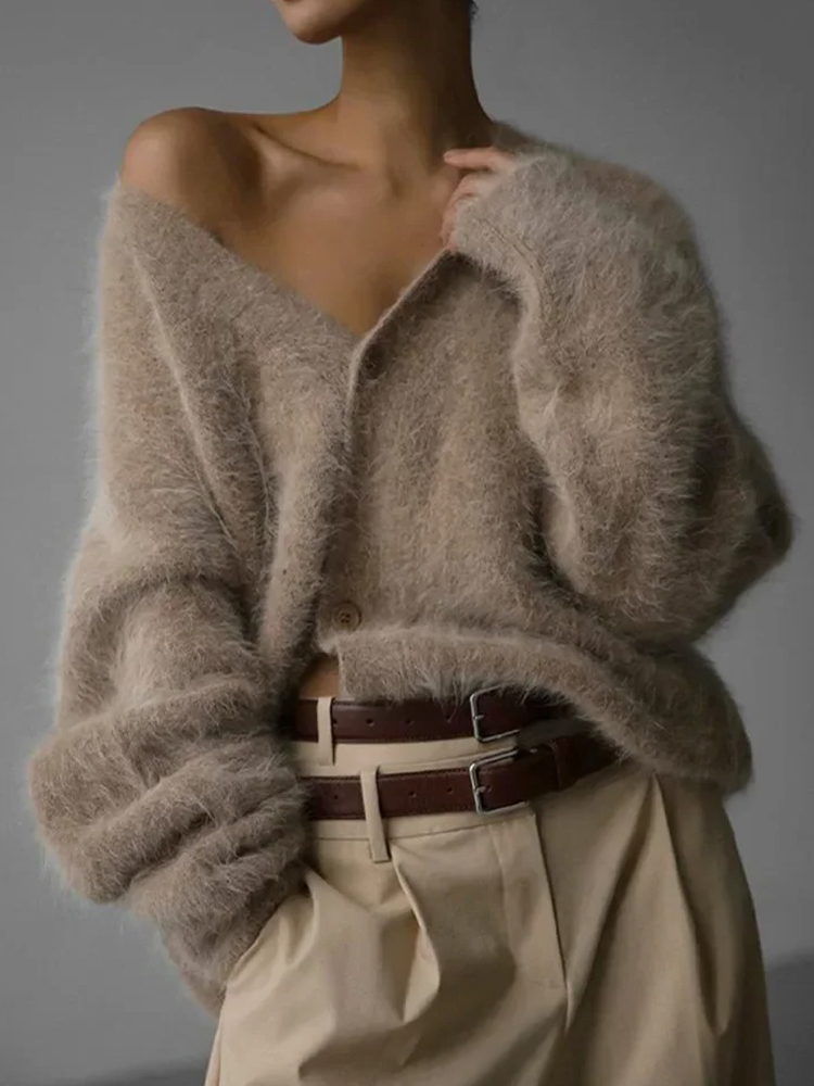 Kvinna Kofta Klassisk Cashmere-2