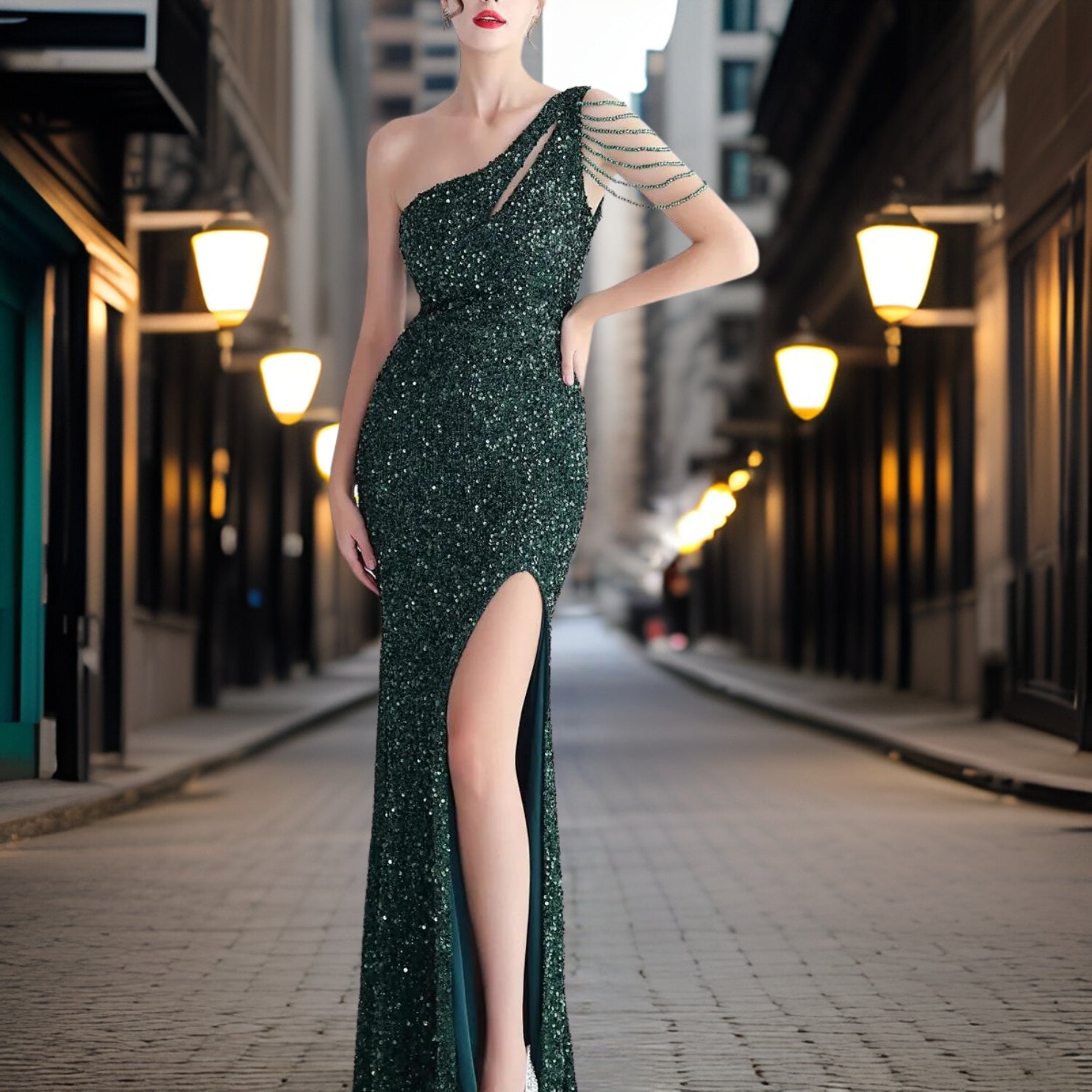 Variant image for Dam Aftonklänning Flödande Polyester Elegant Design-11