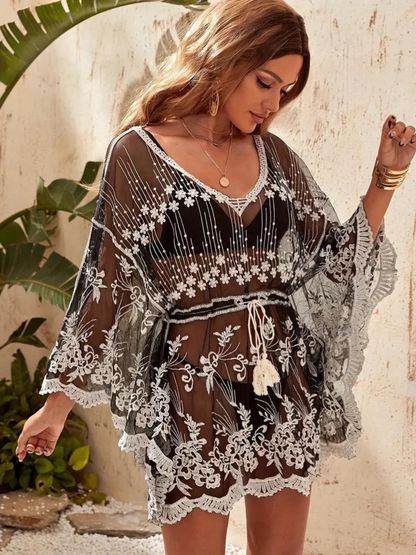 Kvinnors Strandtäckning Långärmad Polyester Komfortabel och Lätt 1