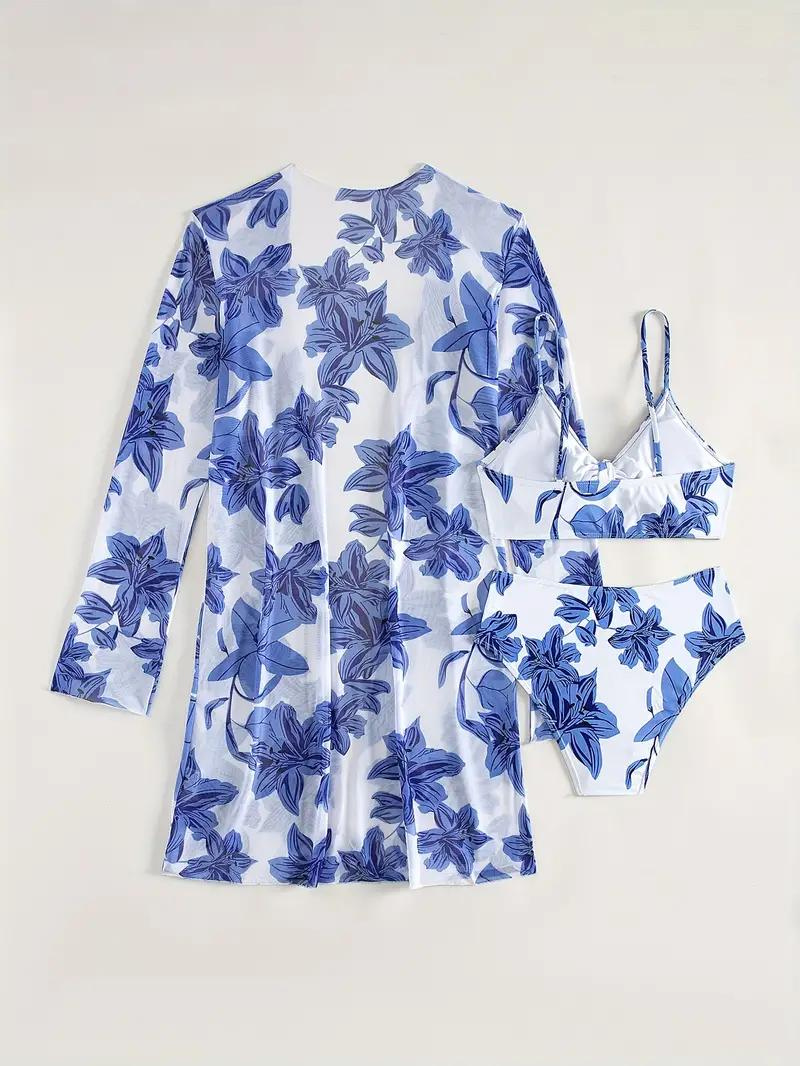Dam Cover-up Set Hög Midja Polyester Elegant Badkläder-3